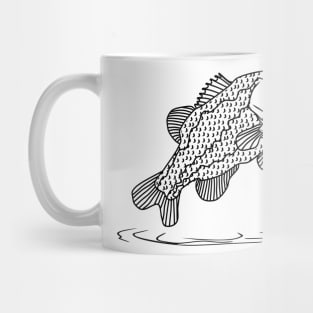 black bass fish jumping out of the water Mug